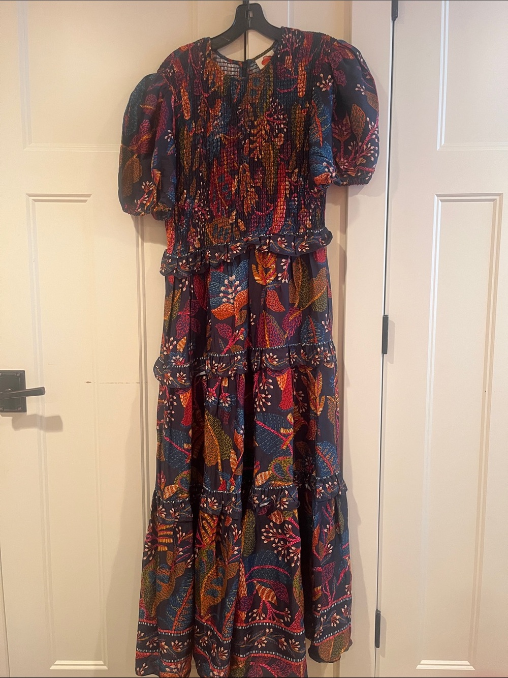 FARM Rio Navy Maxi Dress with Orange, Pink & Green Botanical Print - Picture 3 of 8